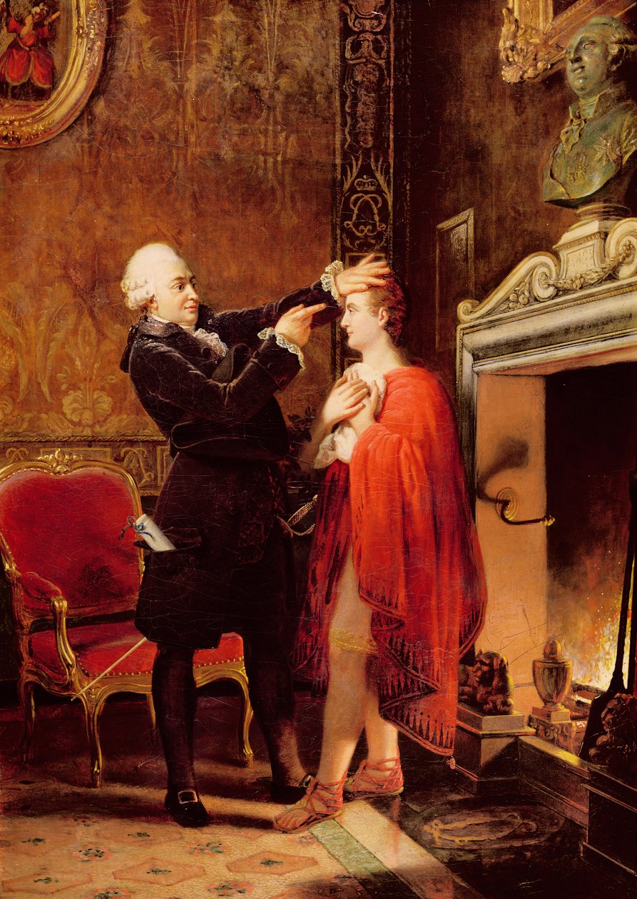 Jean-Francois Ducis (1733-1816) Předpovídání budoucnosti herce Talmy čtením čar na jeho tváři, 1833 od Louis Ducis