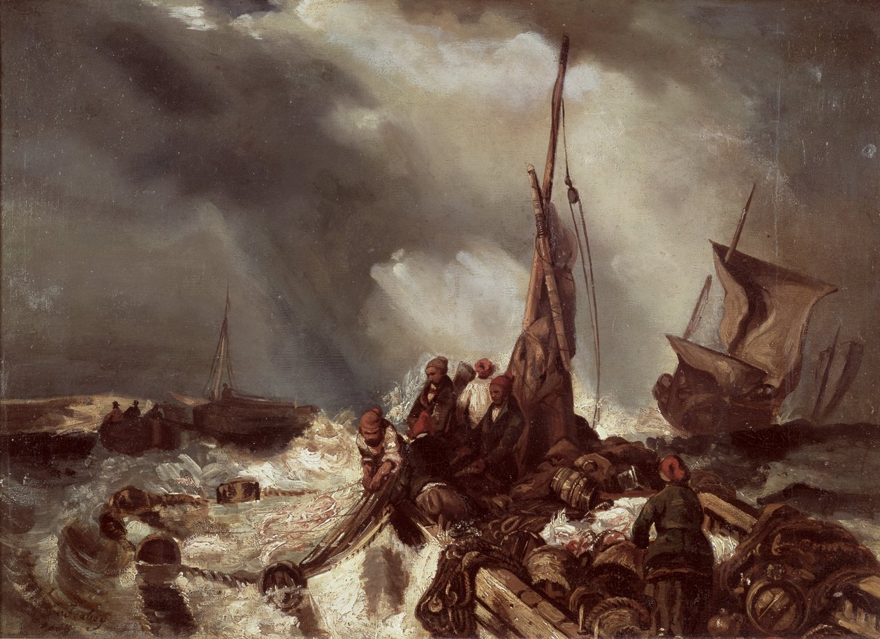 Rybář táhnoucí v síti, 1868 od Eugene Isabey
