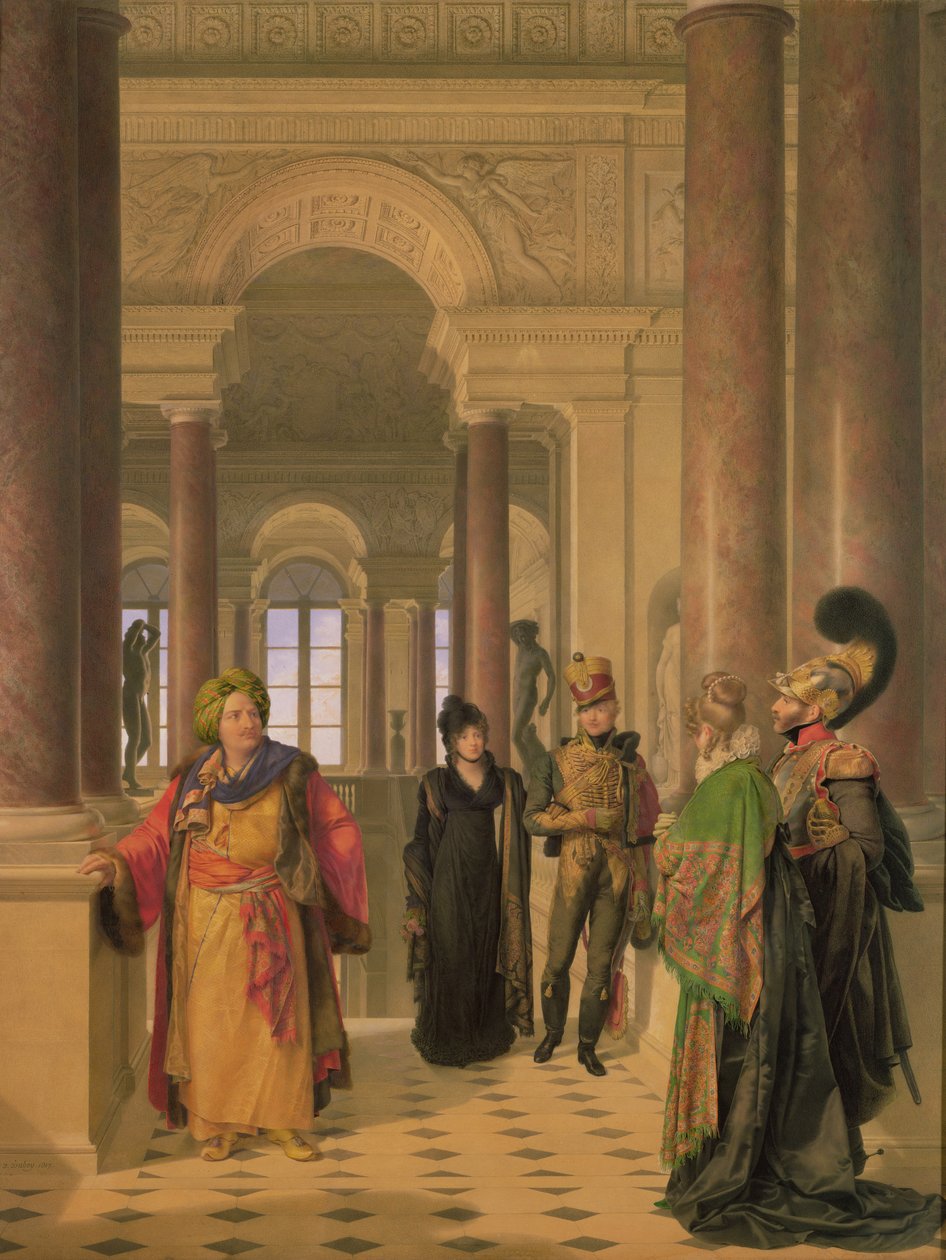 Hlavní schodiště Louvre, 1817 od Eugene Isabey