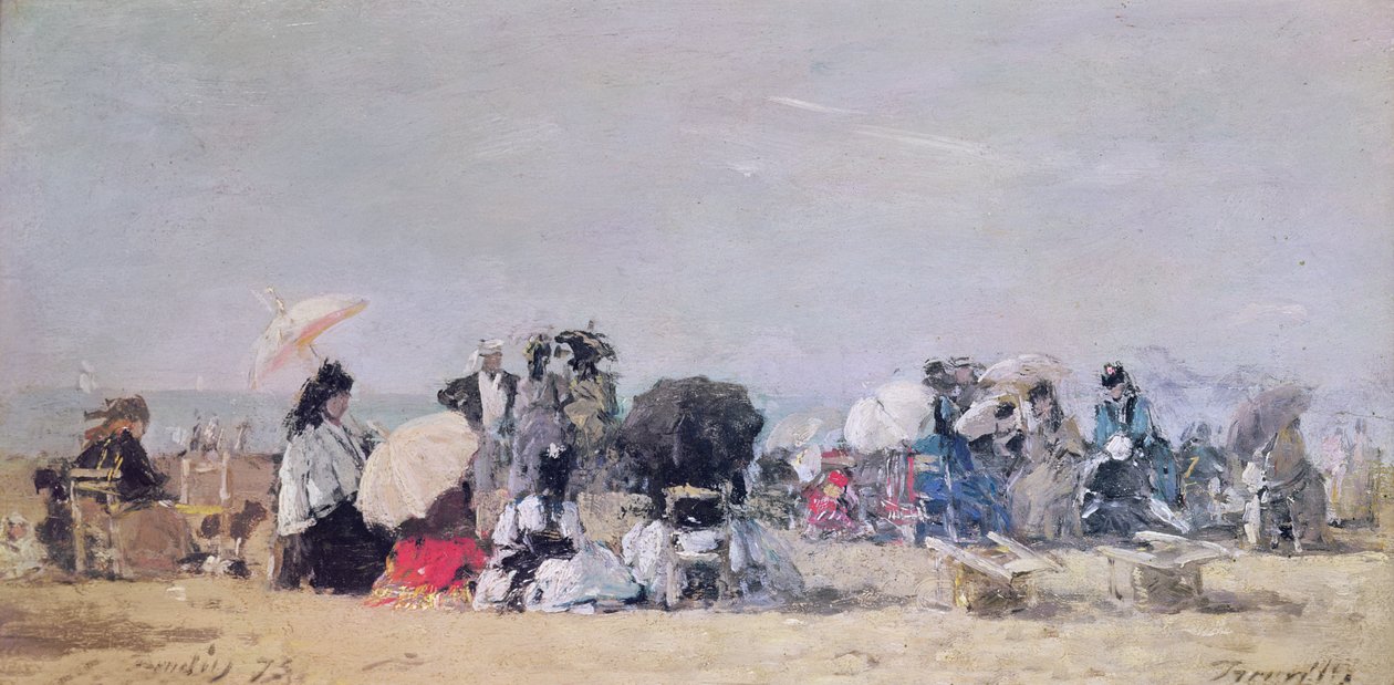 Plážová scéna, Trouville, 1873 od Eugene Louis Boudin