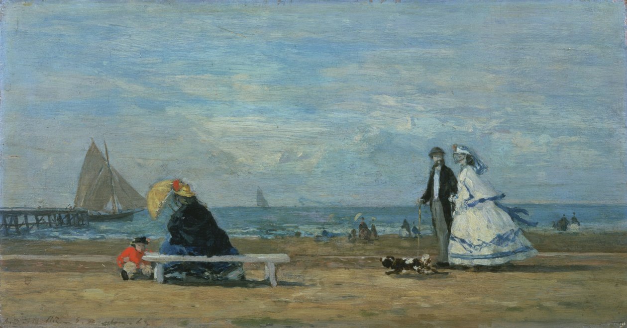 Pláž v Trouville od Eugene Louis Boudin