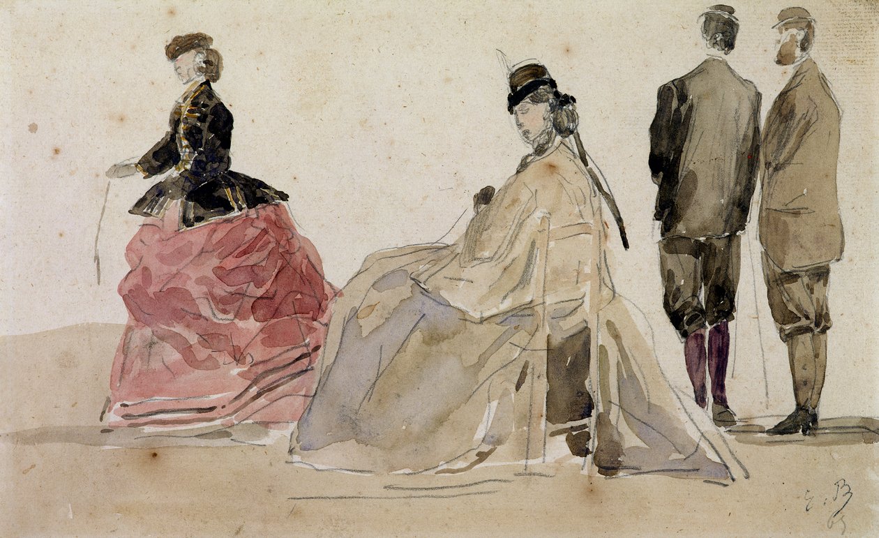 Krinolíny na pláži od Eugene Louis Boudin