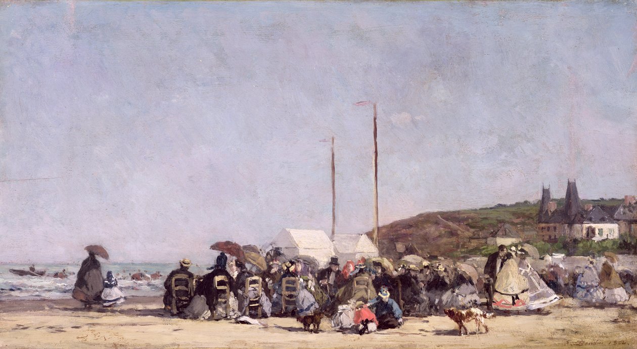 Pláž v Trouville, 1864 od Eugene Louis Boudin