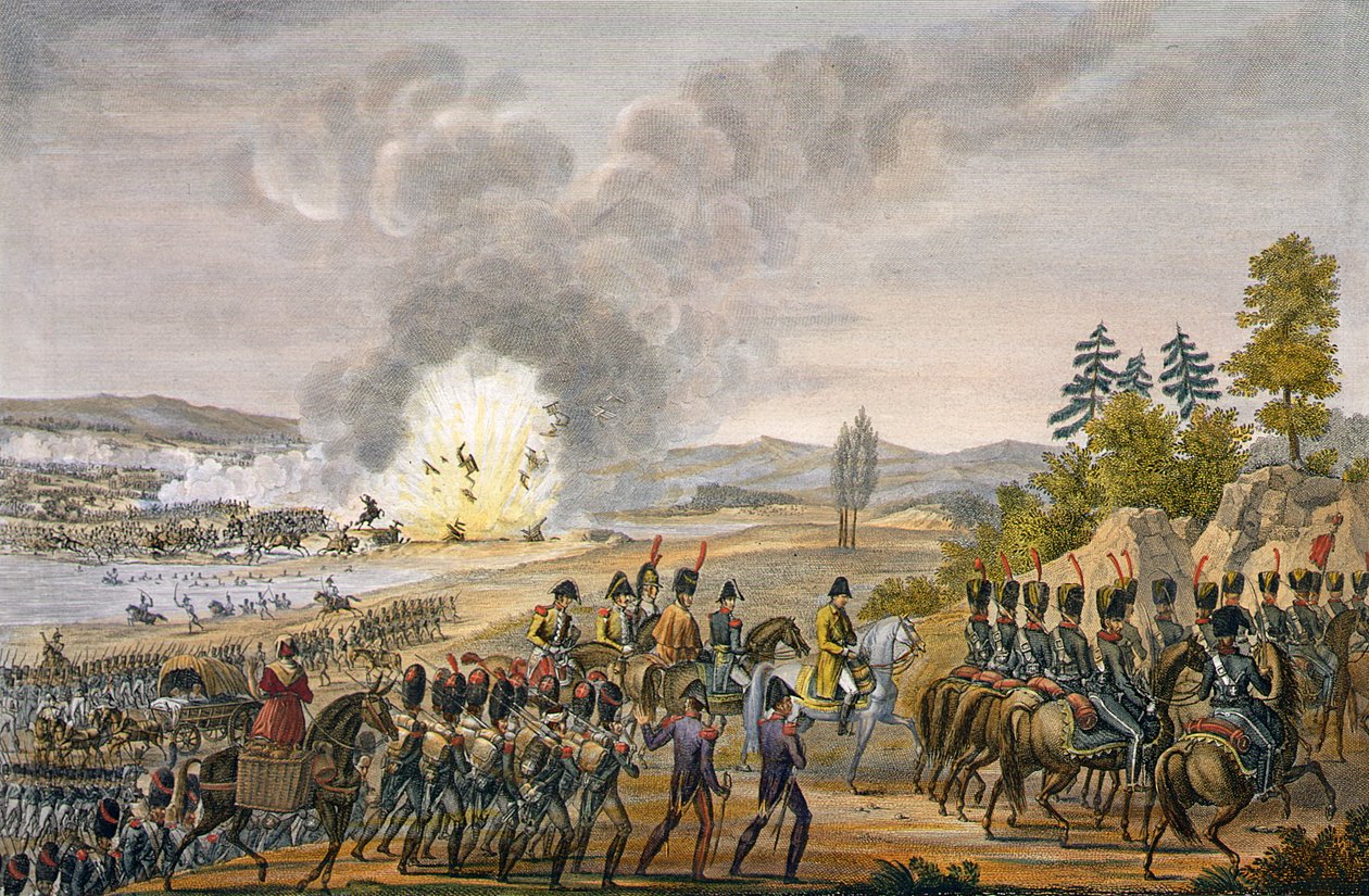 Francouzský ústup po bitvě u Lipska, 19. října 1813, vyryl Francois Pigeot (nar. 1775) (akvatinta) od Louis Francois Couche