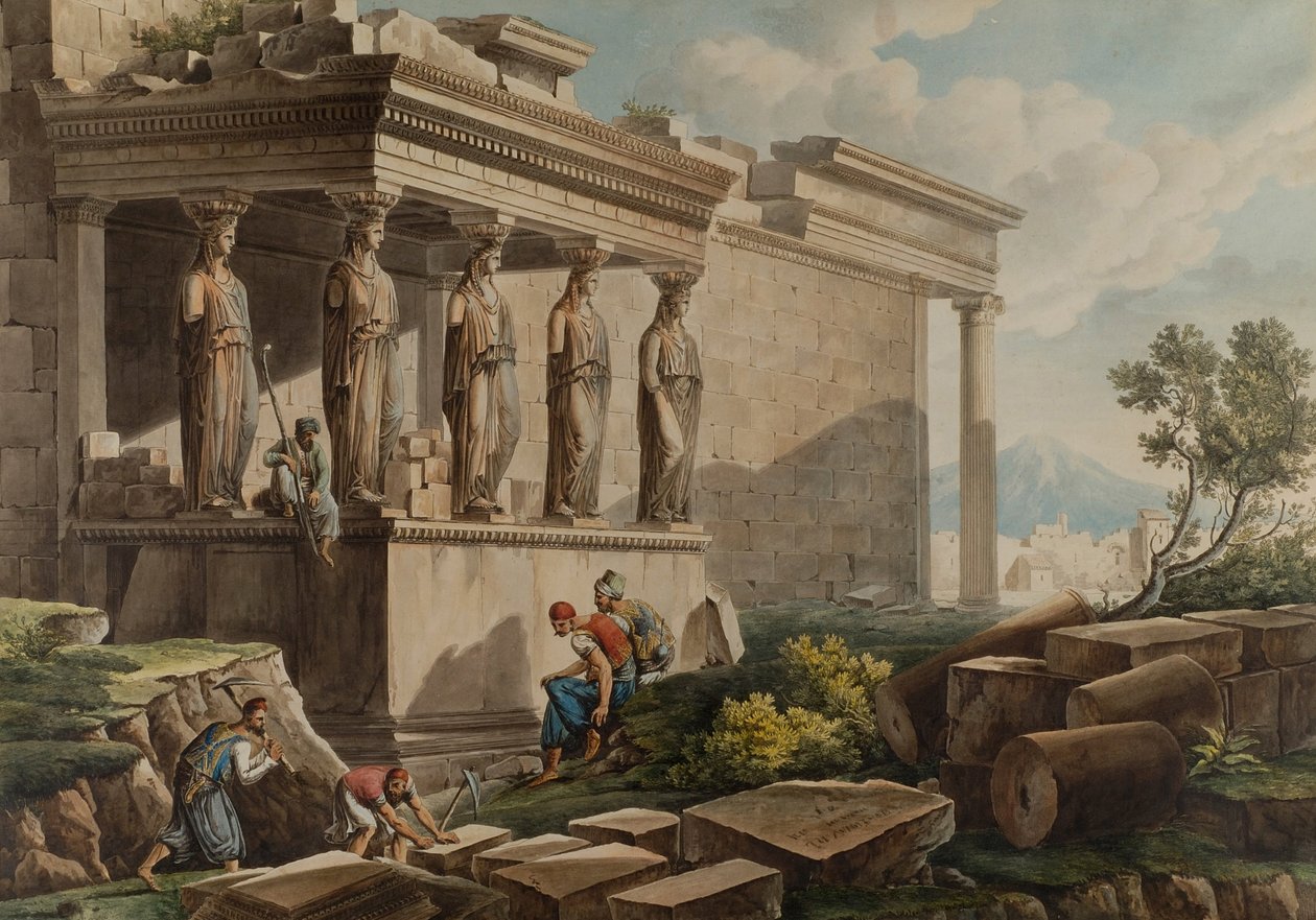 Veranda karyatidů na Erechtheionu od Louis Francois Cassas