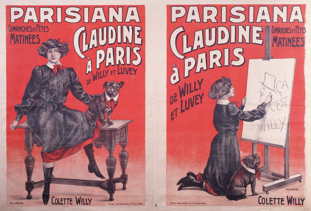 Plakáty reklamní představení Claudine à Paris v Théatre Parisiana, kolem 1906-7 od Louis Galice