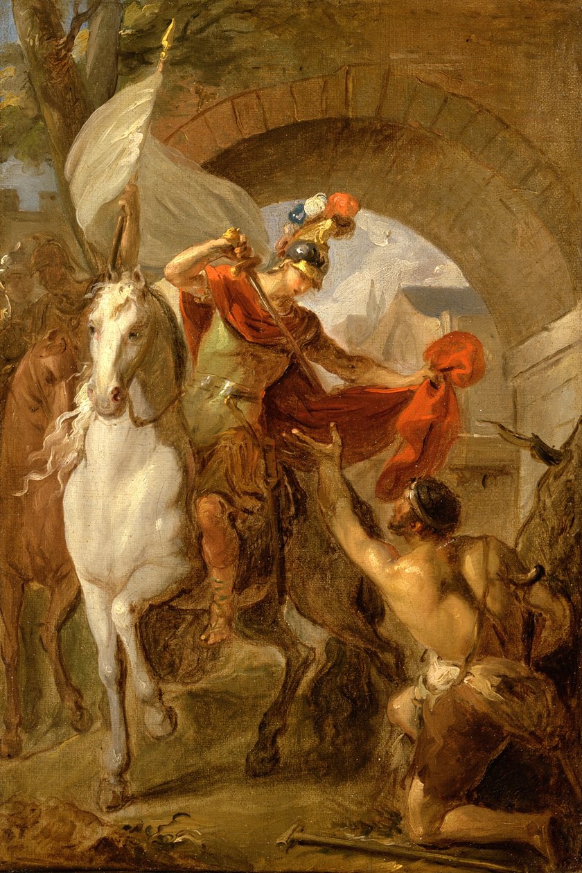 Svatý Martin sdílel svůj kabát s žebrákem, kolem roku 1737 od Louis Galloche