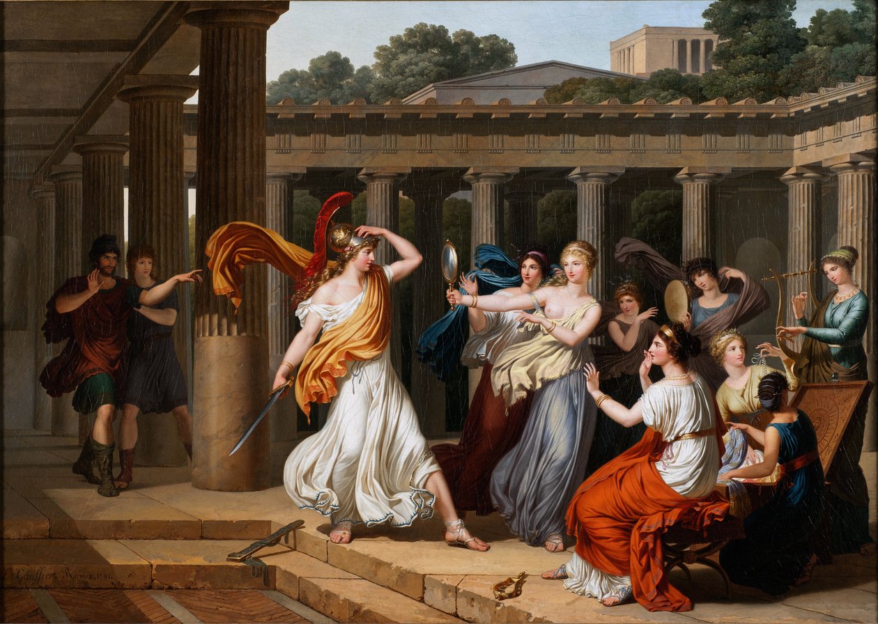 Odysseus poznává Achilla mezi dcerami Lycomedes od Louis Gauffier