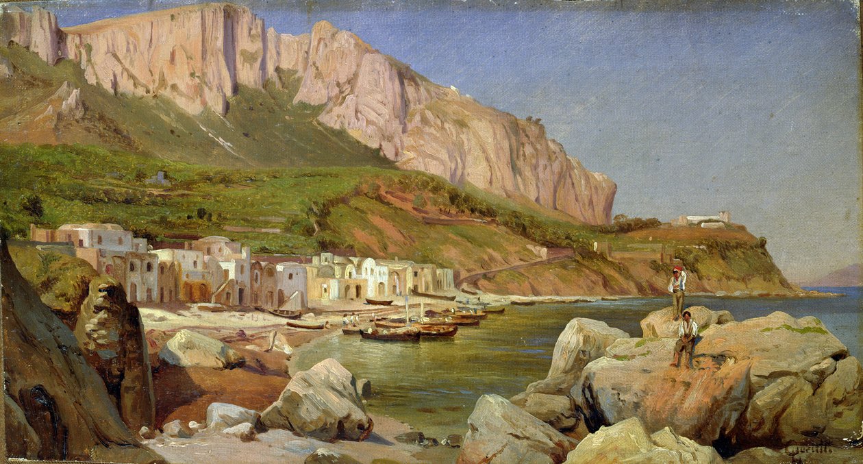 Rybářská vesnice na Capri (olej na papíře na plátně) od Louis Gurlitt