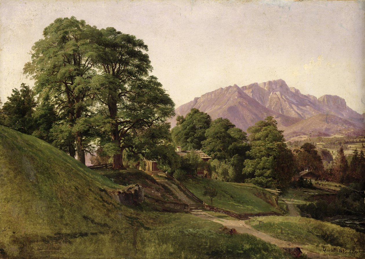 Krajina v Horním Bavorsku, 1836 (olej na papíře na kartonu) od Louis Gurlitt
