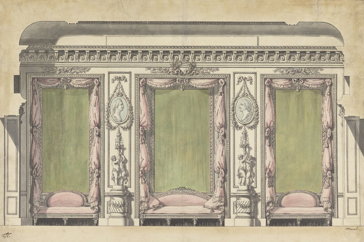 Nadmořská výška stěny pro předpokoj nebo salón od Louis Gustave Taraval