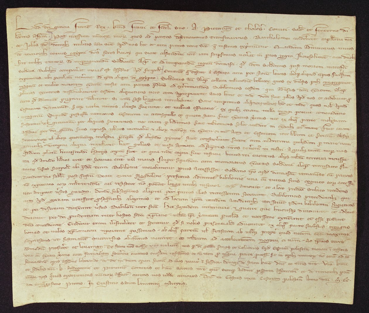 Dopis Ludvíka IX. jeho bratru Alphonsovi (1220-71) Comte de Poitiers, 11. srpna 1251 od Louis IX