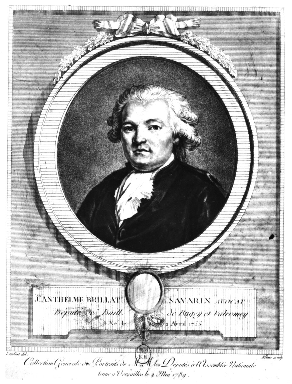 Portrét Jean-Anthelme Brillat-Savarin (1755-1826) vyrytý Lambertem, květen 1789 od Louis Jean Allais