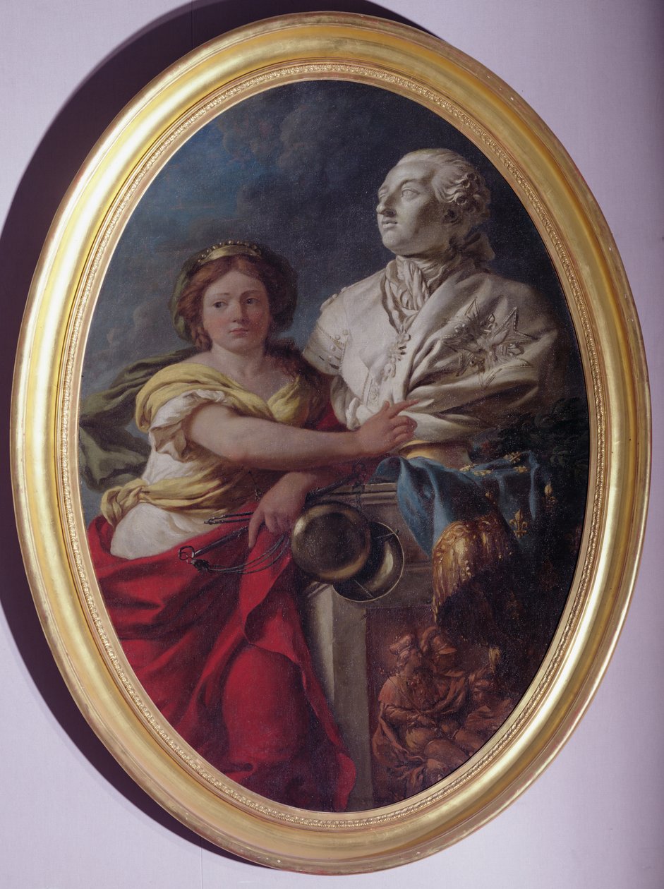Spravedlnost uvažuje o bustě Ludvíka XVI od Louis Jean François Lagrenée