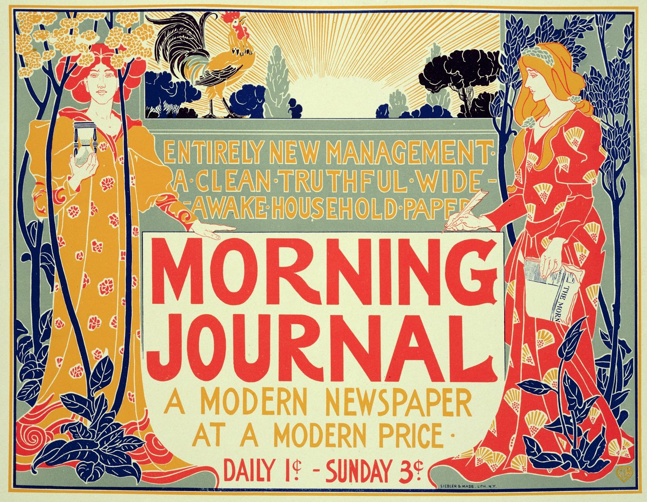Reprodukce plakátu inzerujícího „Ranní žurnál, moderní noviny za moderní cenu“, Američan od Louis John Rhead
