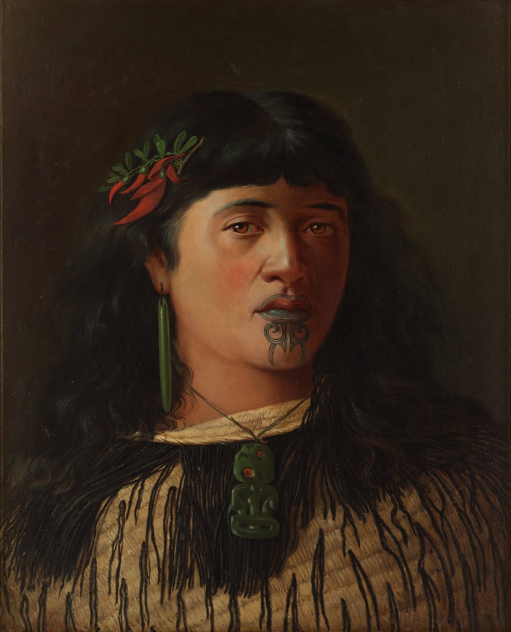 Portrét mladé ženy Maori s Moko od Louis John Steele