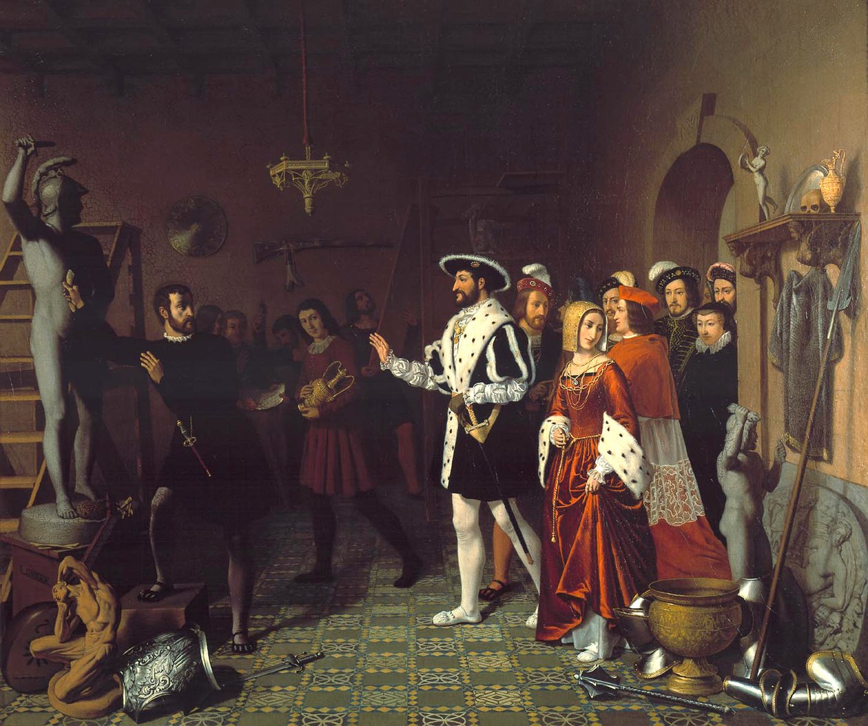 François I Návštěva Benvenuto Cellini na zámku Nesle, c. 1845 od Louis Joseph Grisée