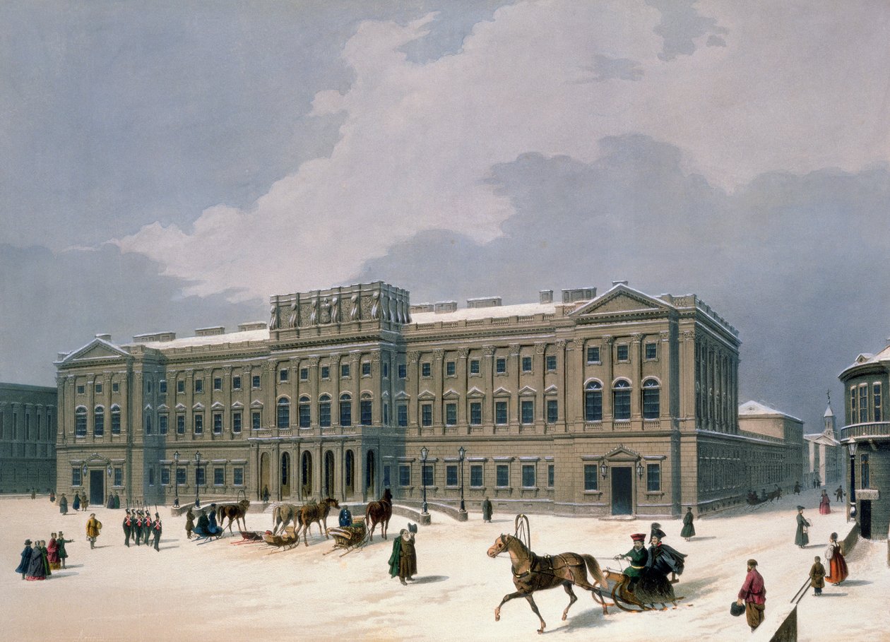 Palác velkovévody z Leuchtenbergu v Petrohradě, tisk Lemercier, Paříž, 40. léta 19. století od Louis Jules Arnout