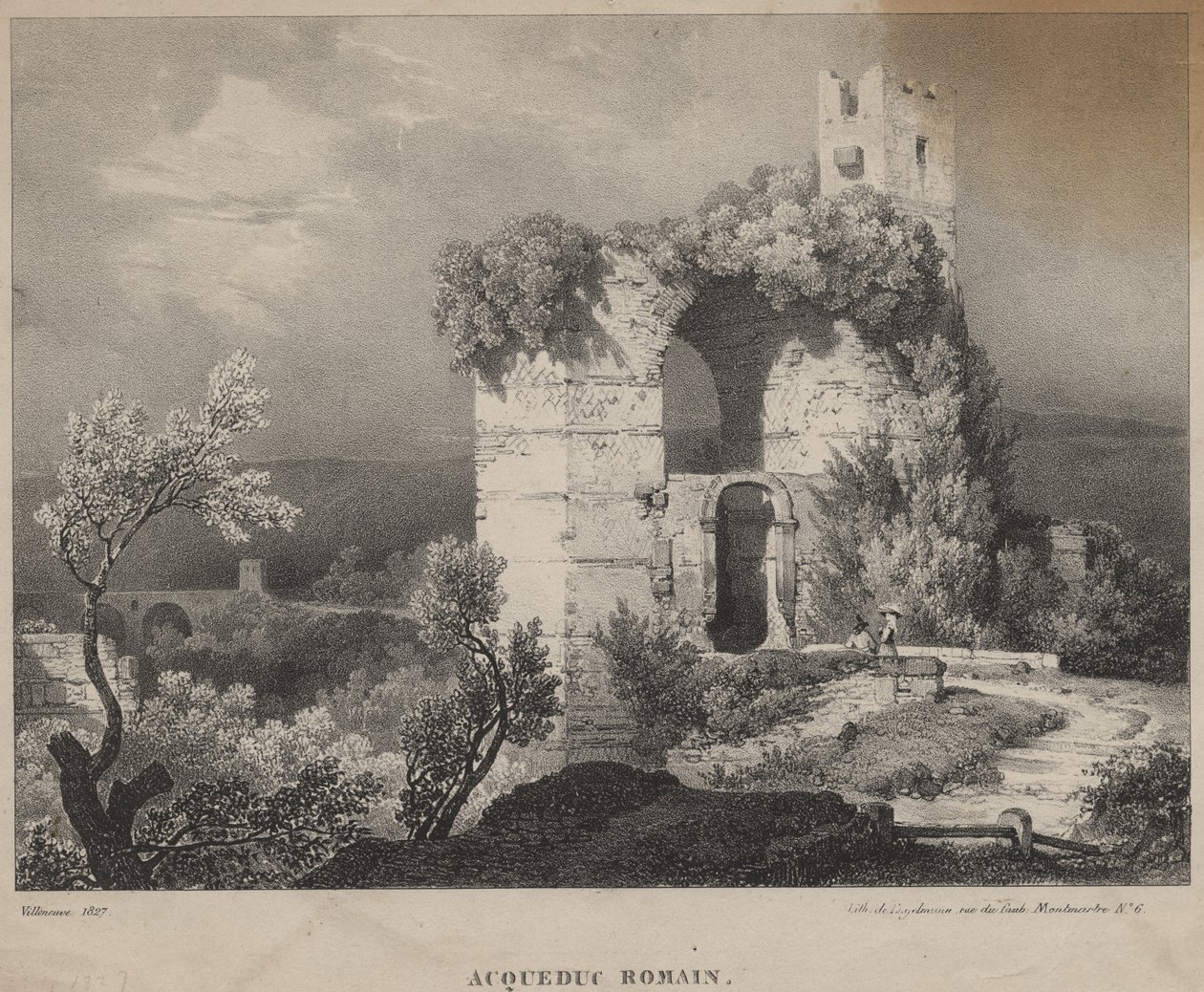 Římský akvadukt, 1827 od Louis Jules Frederic Villeneuve