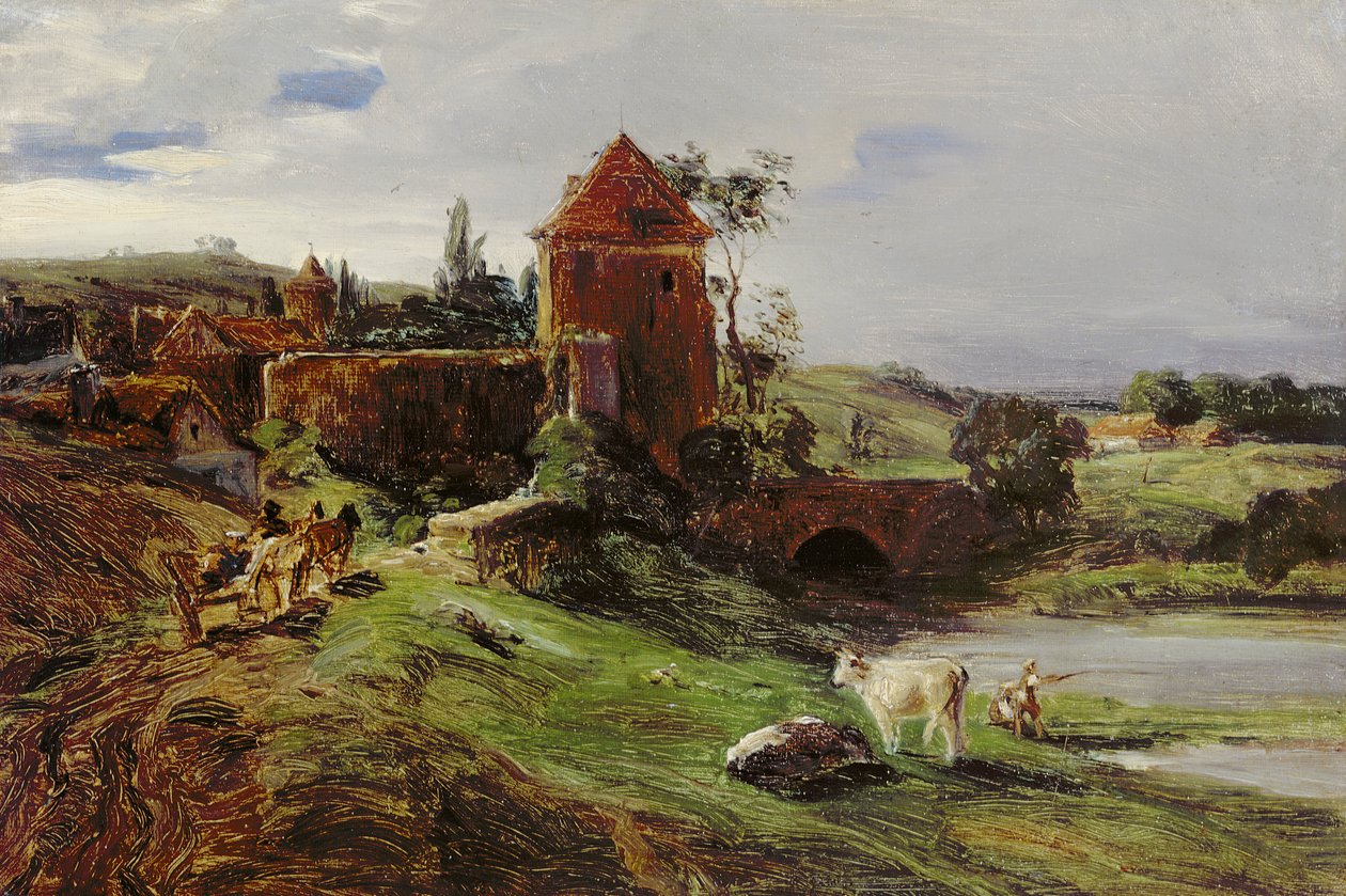 Krajina s mostem poblíž Landsberg an der Warthe od Louis Kolitz