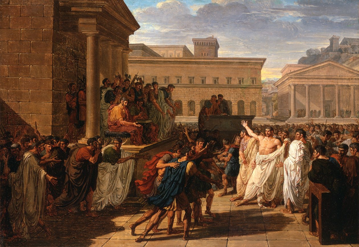 Brutus naslouchající velvyslancům z Tarquinů, kolem roku 1815 od Louis Lafitte