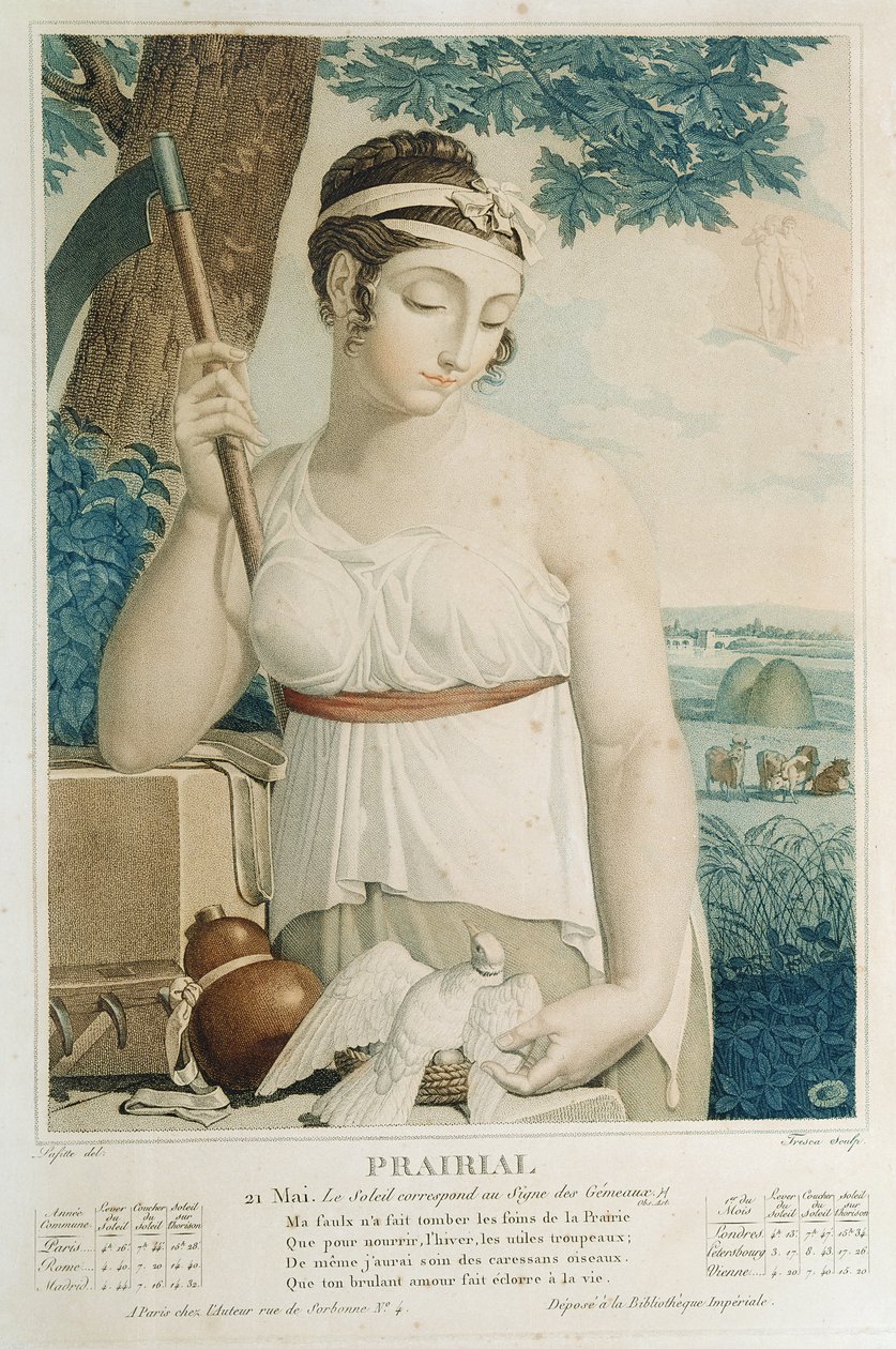 Prairial (květen červen), devátý měsíc republikánského kalendáře, vyryl Tresca, kolem roku 1794 od Louis Lafitte
