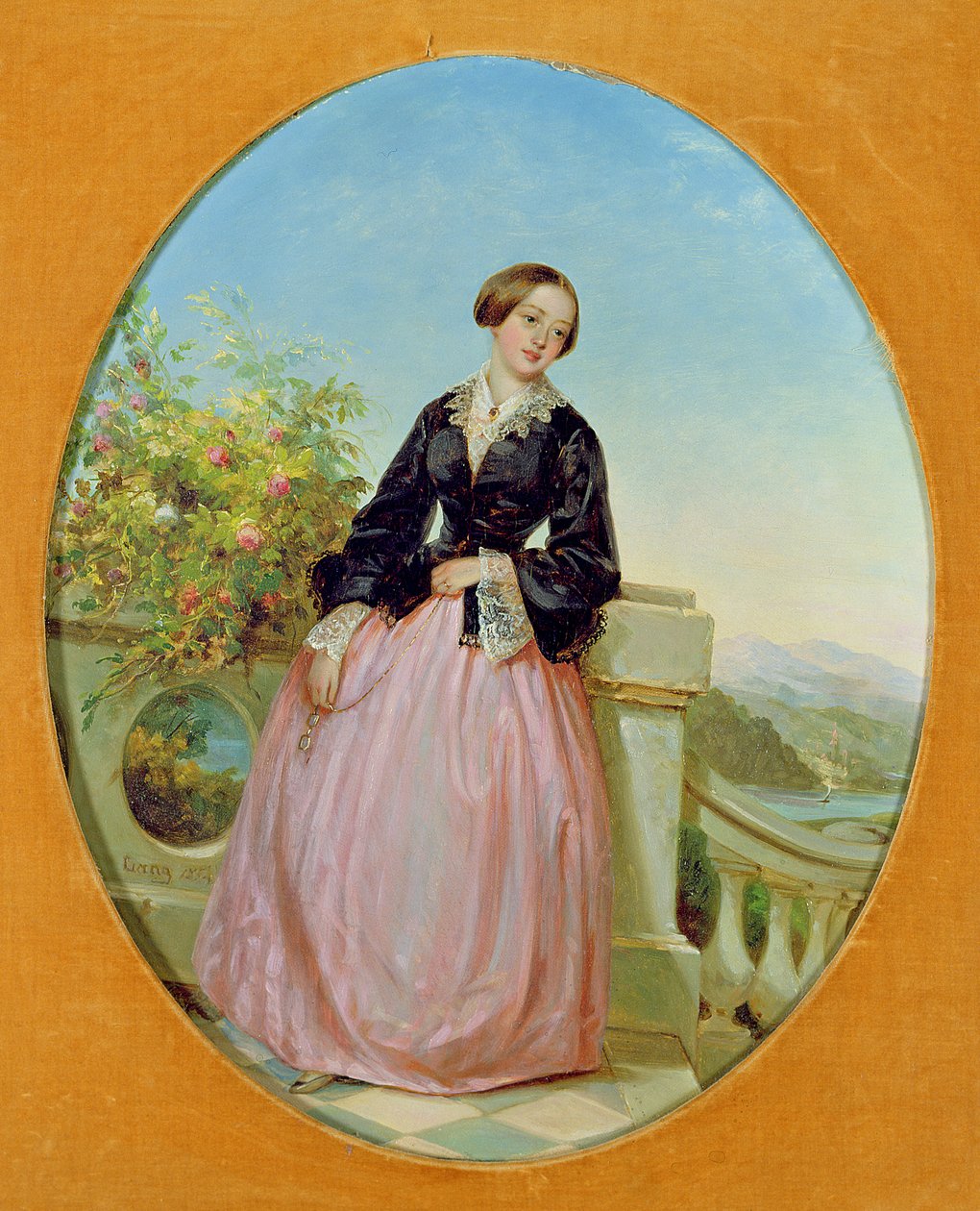 Mladá žena na balkoně, 1854 od Louis Lang