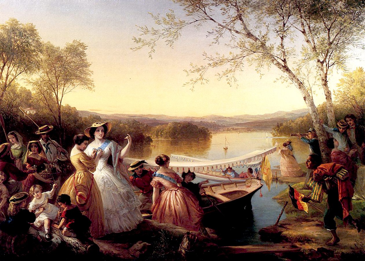 Před závodem dámských člunů, jezero Mahopac, 1864-65 od Louis Lang