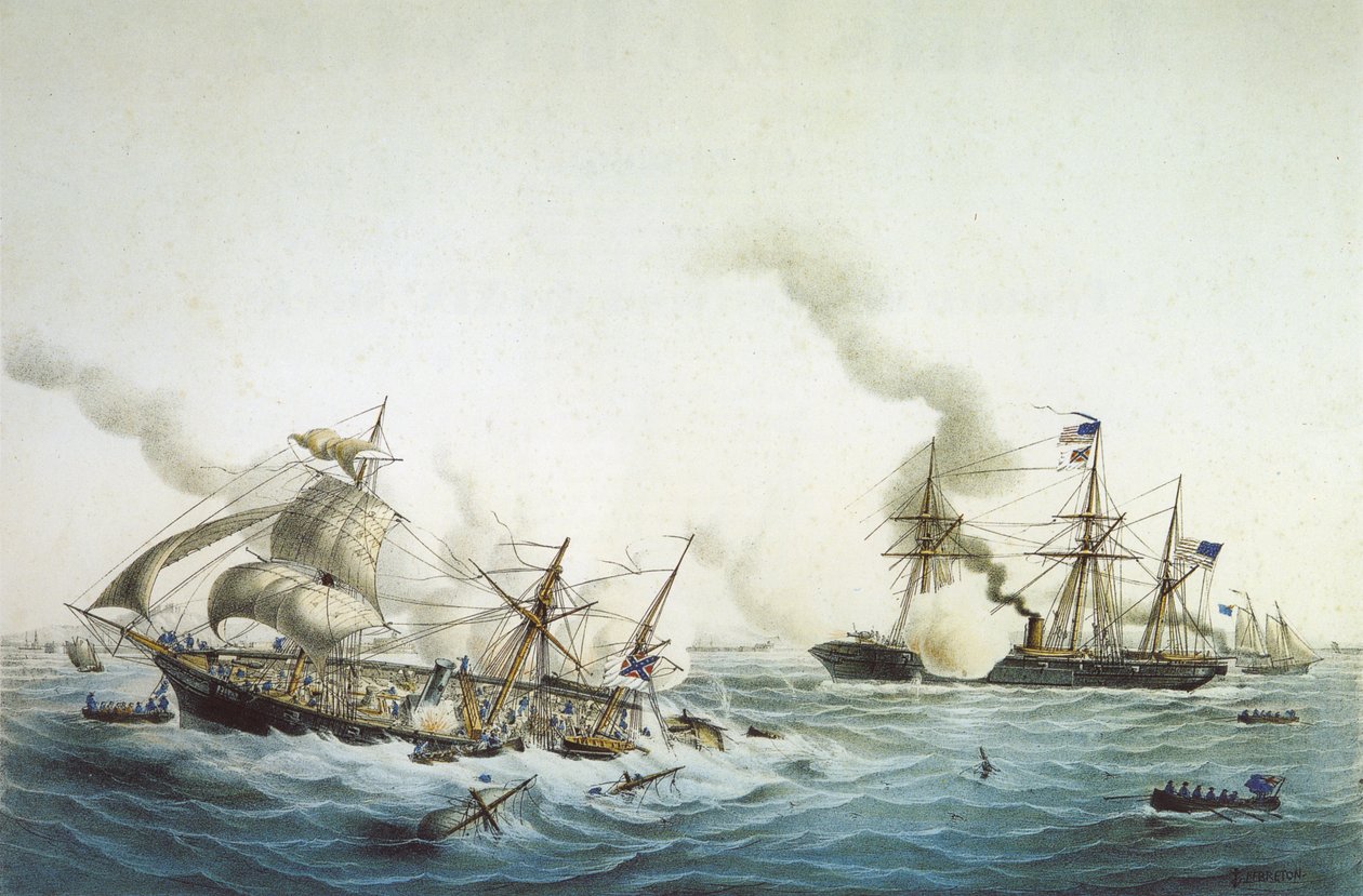 Boj CSS Alabama a USS Kearsarge od Louis Le Breton