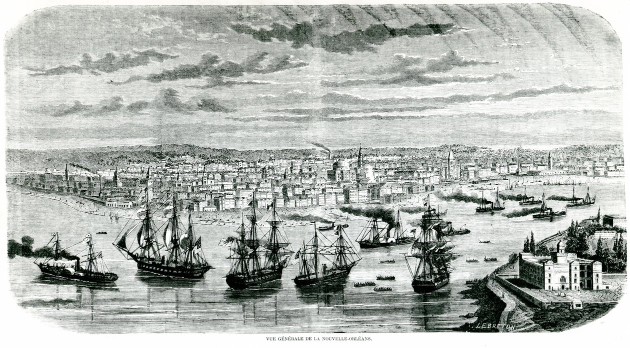 Pohled na New Orleans, 1862 od Louis Le Breton