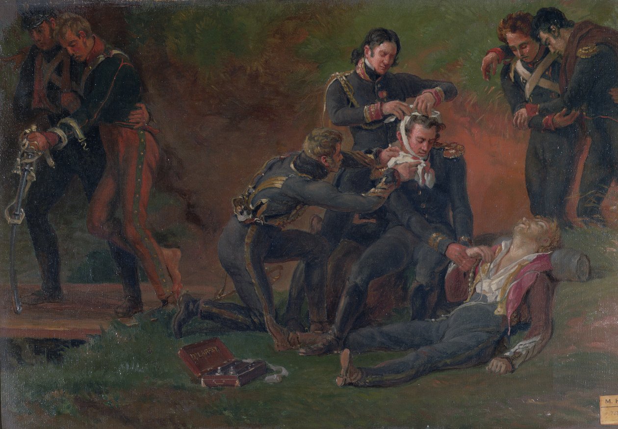 Baron Jean Dominique Larrey (1766-1843) ošetřuje raněné v bitvě u Moskvy, 7. září 1812 od Louis Lejeune