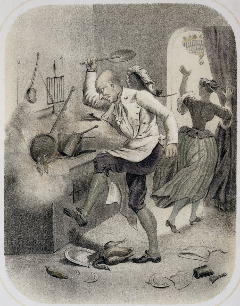Anger in the Kitchen, ze série tisků zobrazujících Sedm smrtelných hříchů, kolem roku 1850 od Louis Leopold Boilly