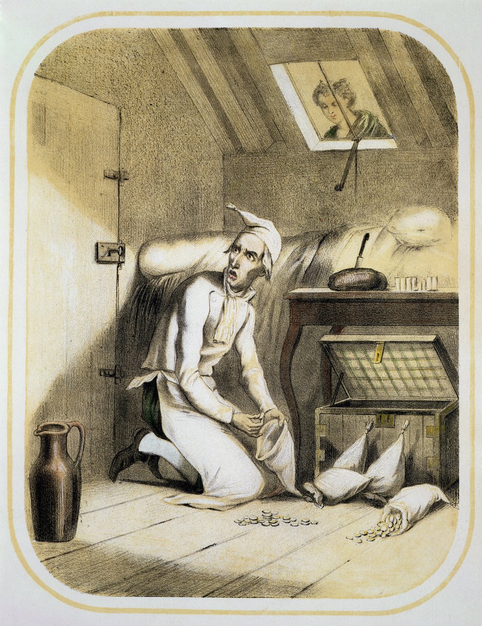 Avarice in the Kitchen, ze série tisků zobrazujících Sedm smrtelných hříchů, kolem roku 1850 od Louis Leopold Boilly