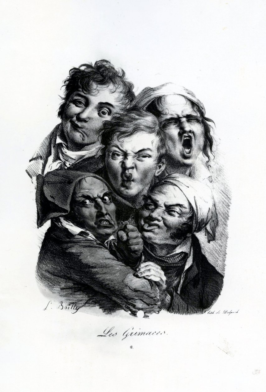 Les Grimaces, kolem roku 1823 (litografie) od Louis Leopold Boilly