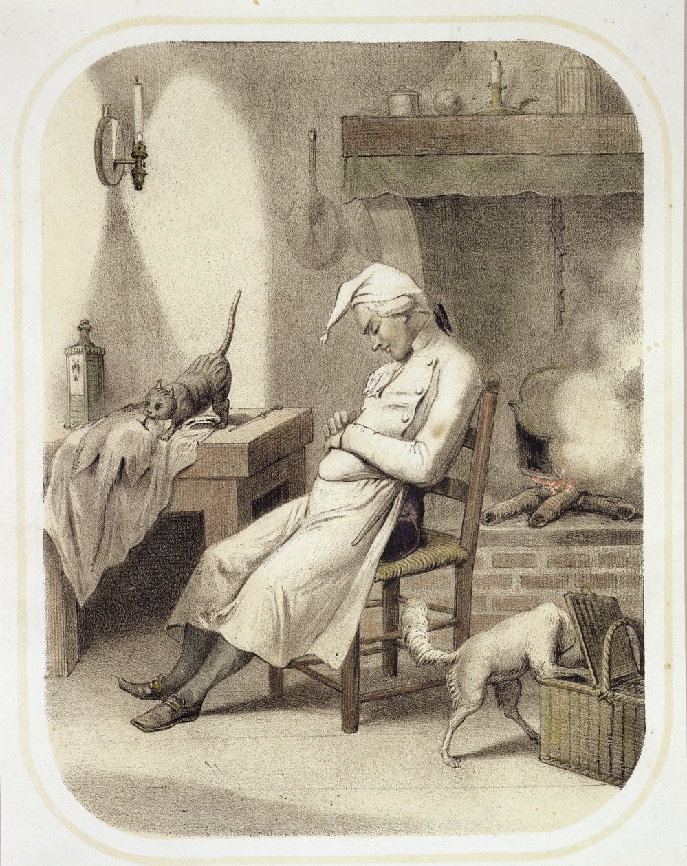 Lenost v kuchyni, ze série tisků zobrazujících Sedm smrtelných hříchů, kolem roku 1850 od Louis Leopold Boilly