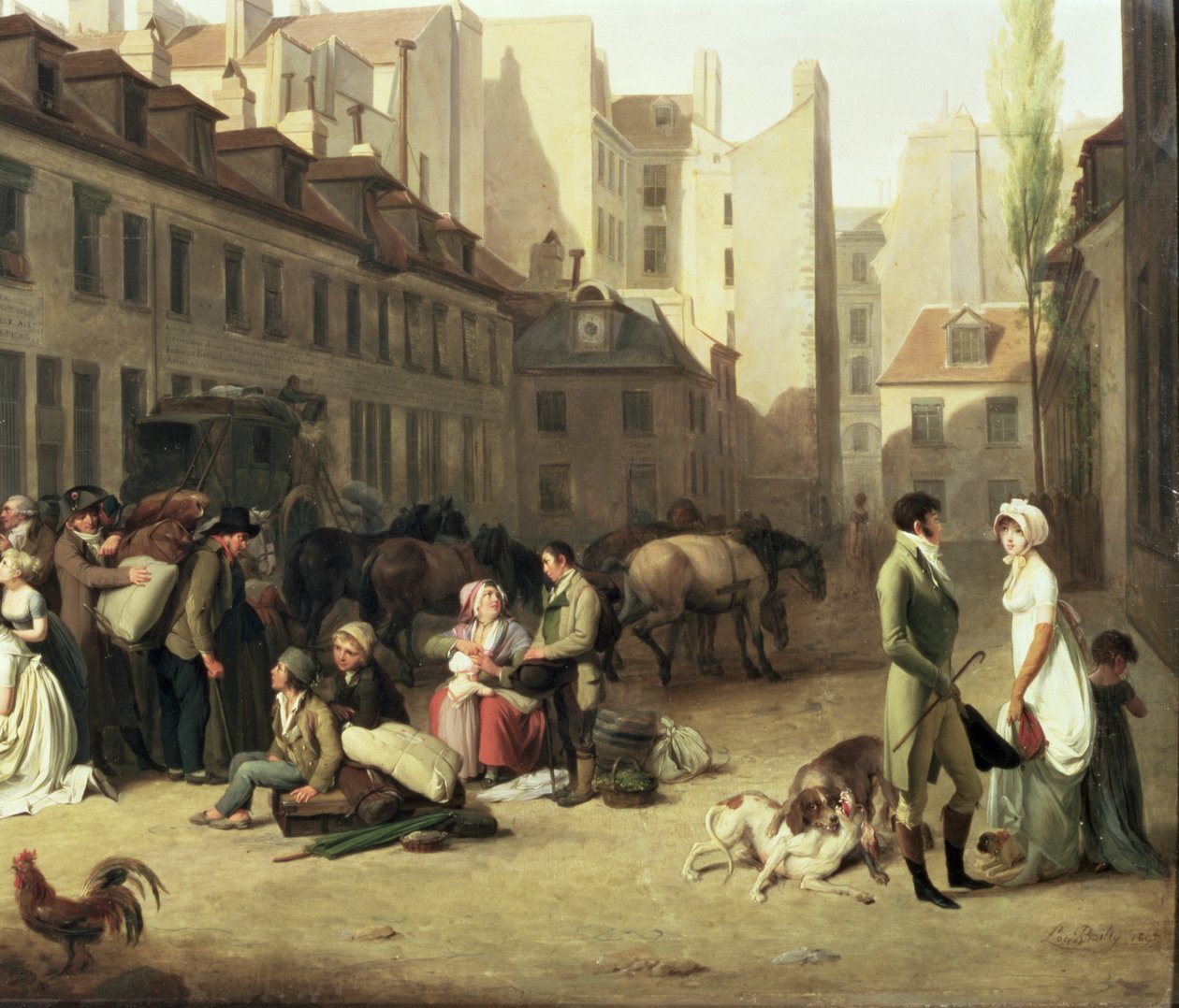 Příjezd dostavníku na Terminus, detail některých cestujících, 1804 olej na panelu detail 82846 od Louis Leopold Boilly