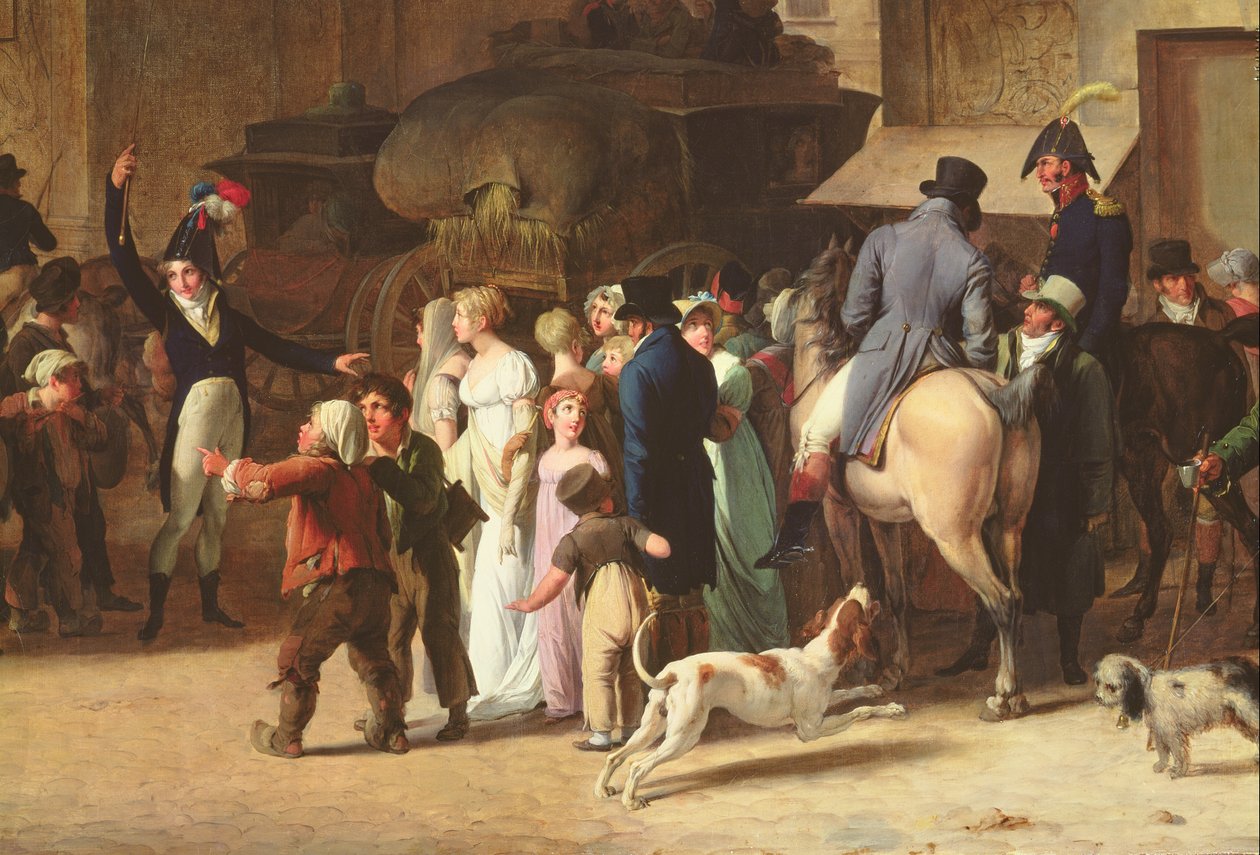 Vojáci z roku 1807 pochodující za bránou Saint-Denis, detail diváků olej na plátně od Louis Leopold Boilly