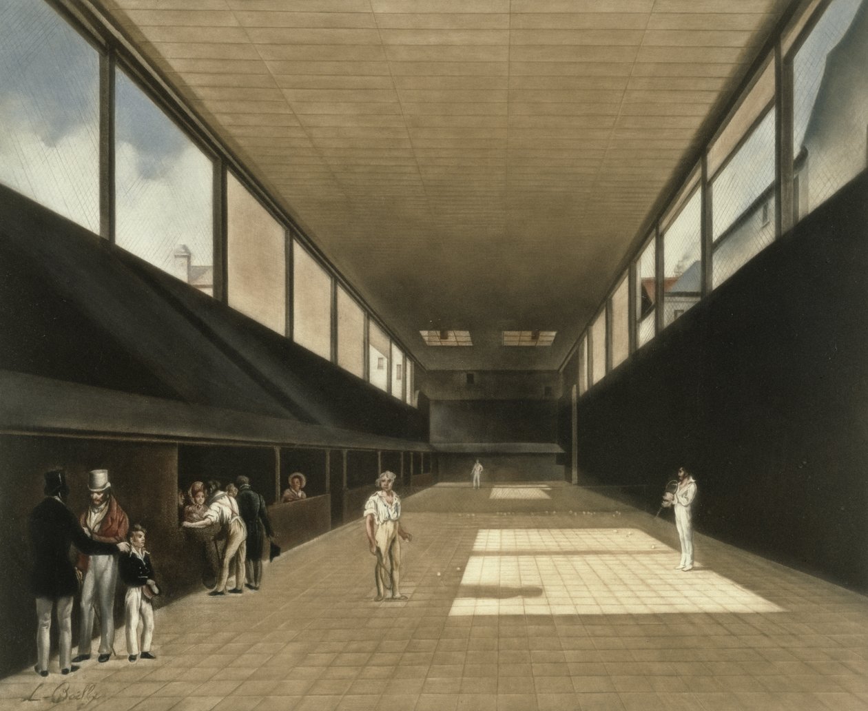 Tenisový kurt ve Versailles, rytý Lawrence Josset, hospoda. 1976 od Louis Leopold Boilly