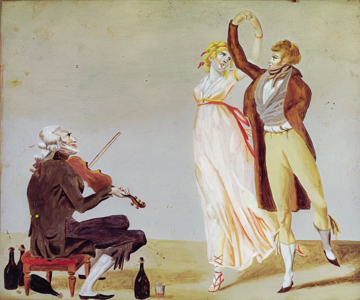 Merveilleuse a Incroyable s houslistou (olej na skle) od Louis Leopold Boilly