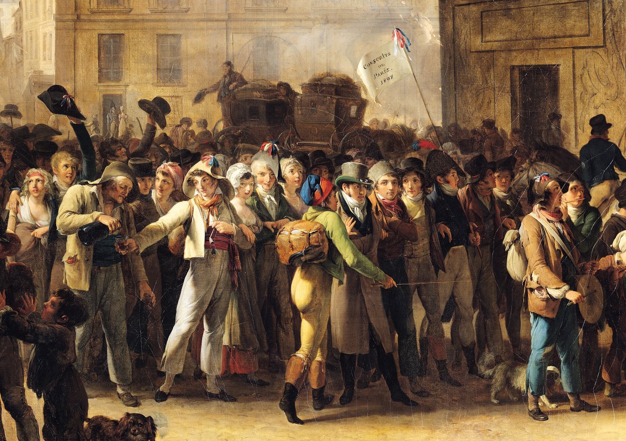 Odvedenci z roku 1807 pochodující kolem brány Saint-Denis, detail branců (viz také 92387) od Louis Leopold Boilly