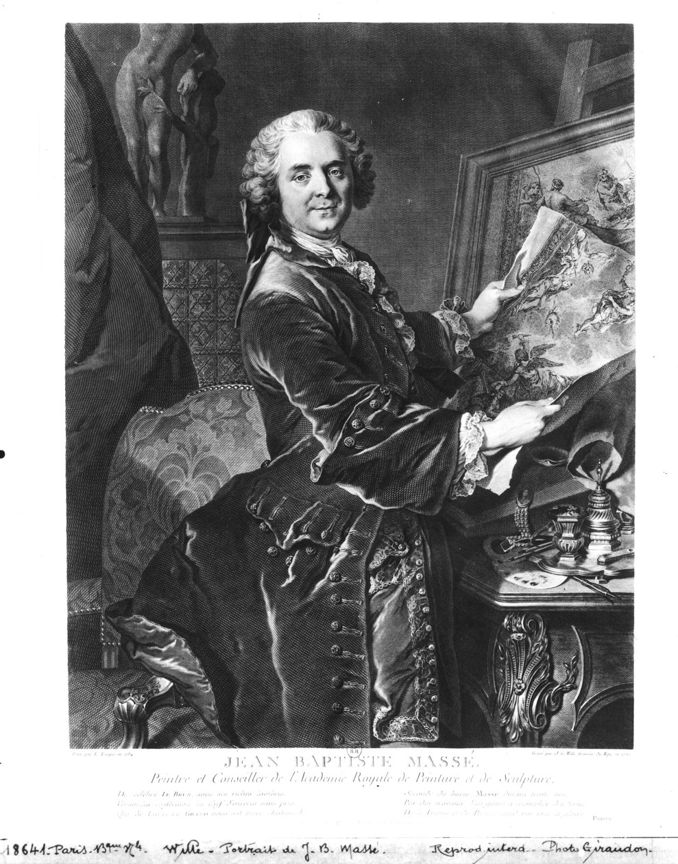 Jean Baptiste Masse (1687-1767) rytý Johan Georg Wille (1715-1808) 1755 od Louis Tocqué