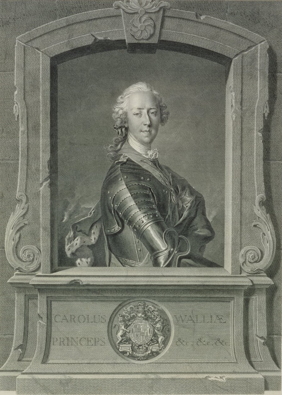 Prince Charles Edward Stuart (1720-88), ryl J.G. Wille, 1748 (mědirytina) od Louis Tocqué