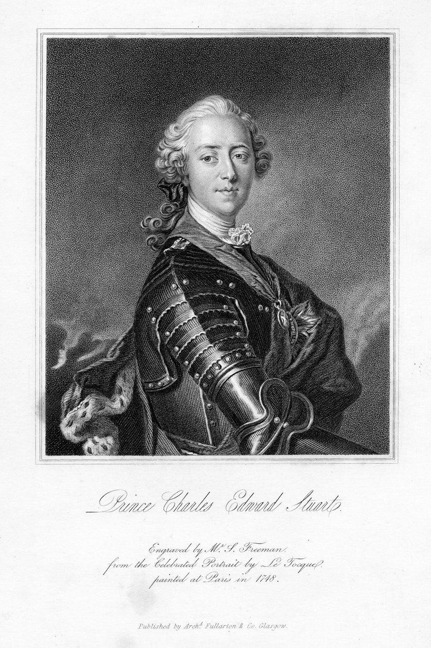 Princ Charles Edward Stuart, tisk S. Freeman, cca 1849 od Louis Tocqué