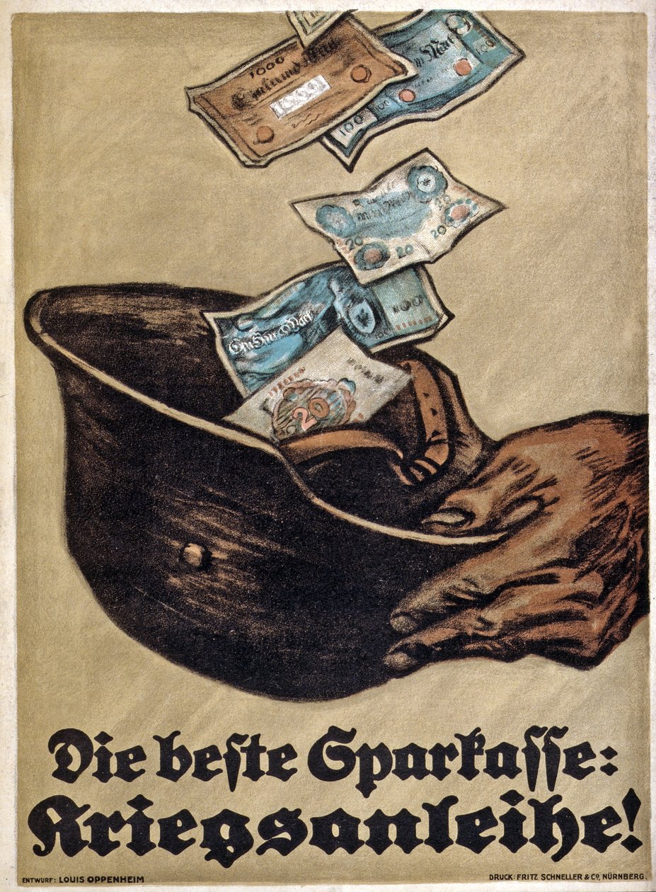 Plakát německé válečné půjčky z 1. světové války, Nejlepší spořitelna: válečné dluhopisy!, cca 1914-18 od Louis Oppenheim