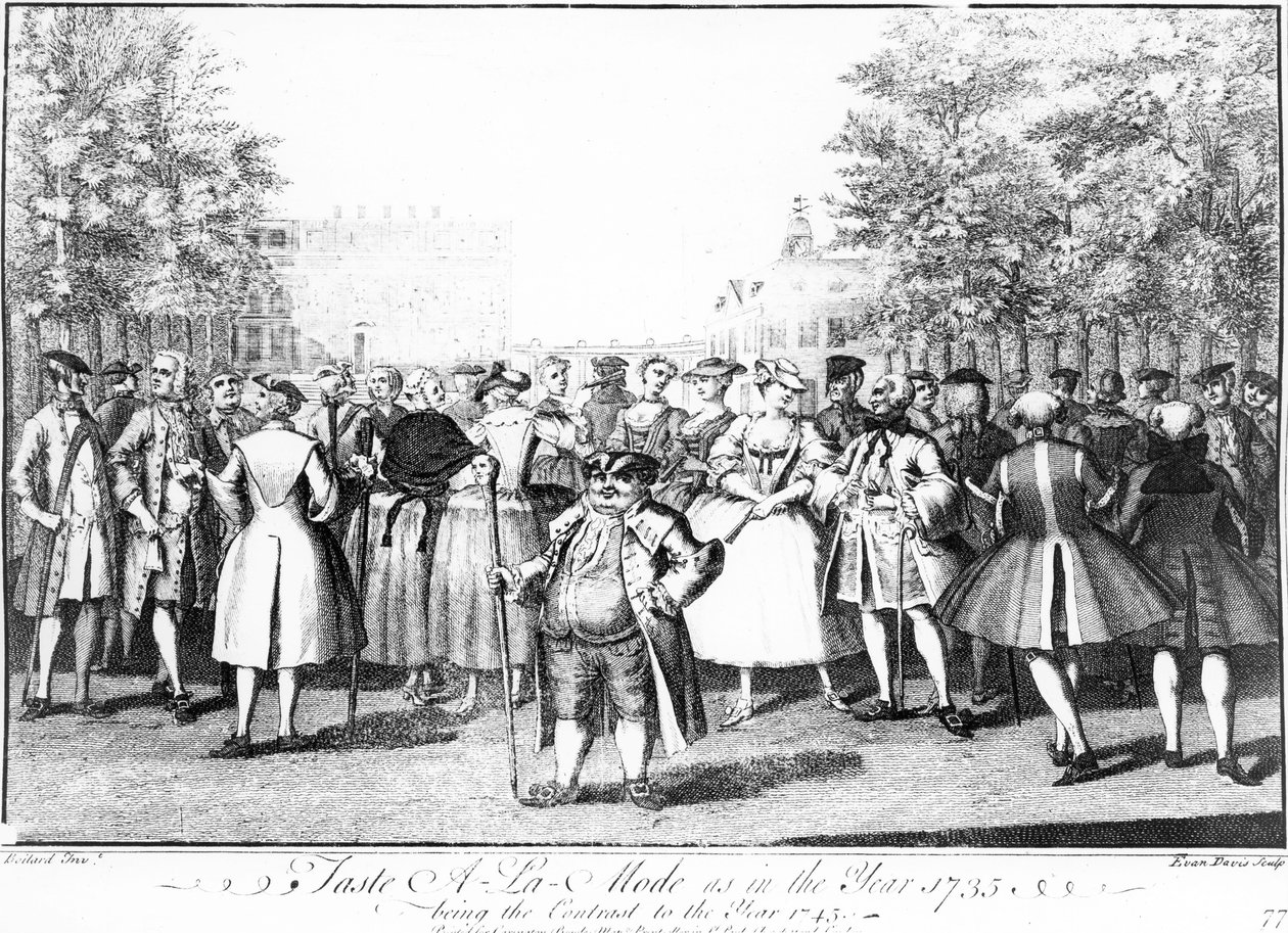 Taste A-La-Mode jako v roce 1735 je kontrastem k roku 1745 od Louis Philippe Boitard