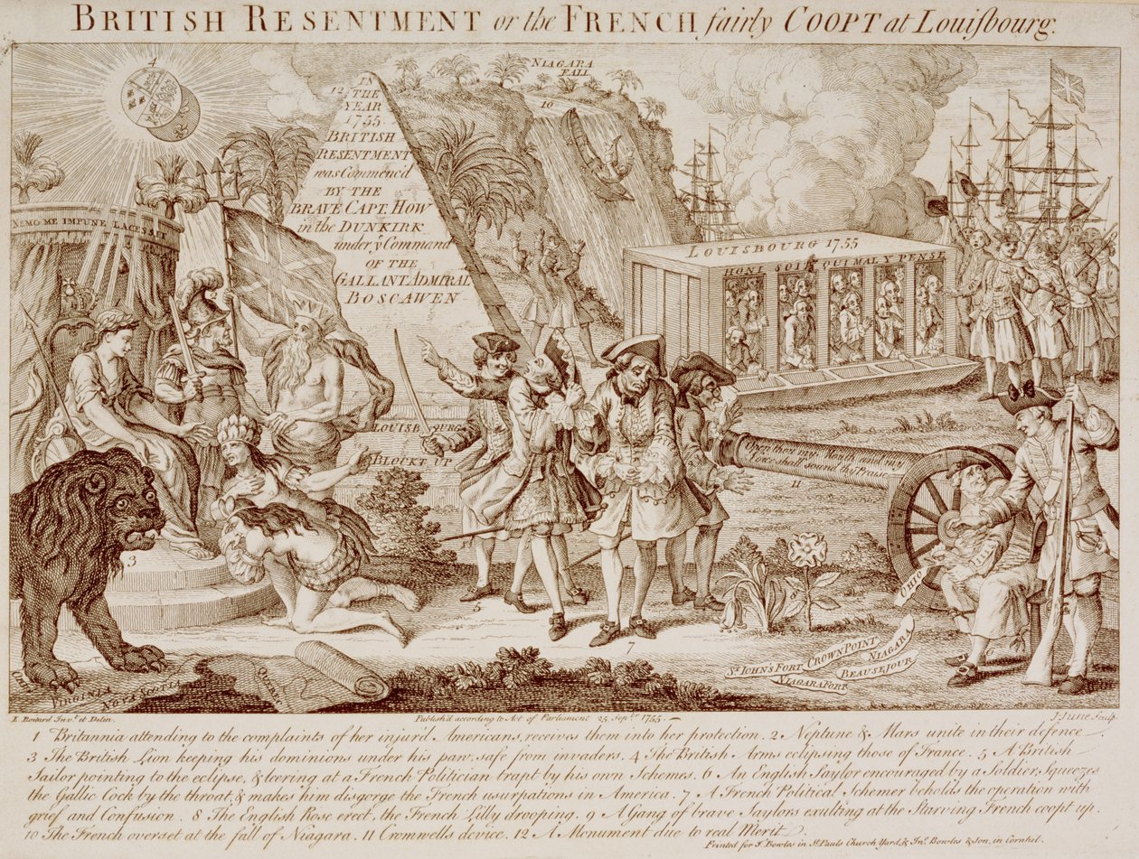 British Resentment neboli francouzský Fairly Coopt v Louisbourgu, zveřejněný 25. září 1755 (viz také 251585) od Louis Philippe after Boitard