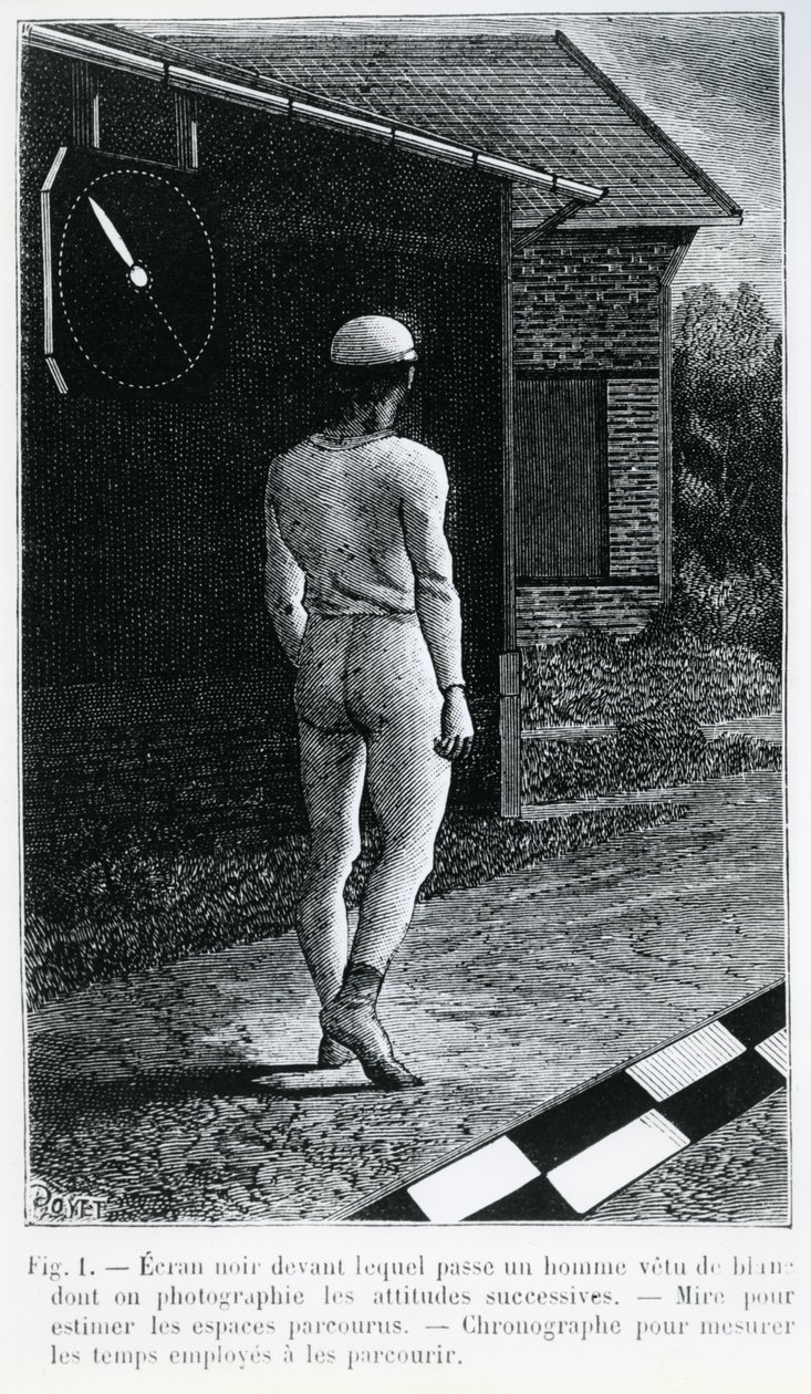 Ilustrace z „La Station Psychogique de Paris“ od Etienne-Jules Marey, publikované v „La Revue Scientifique“, 1883 od Louis Poyet