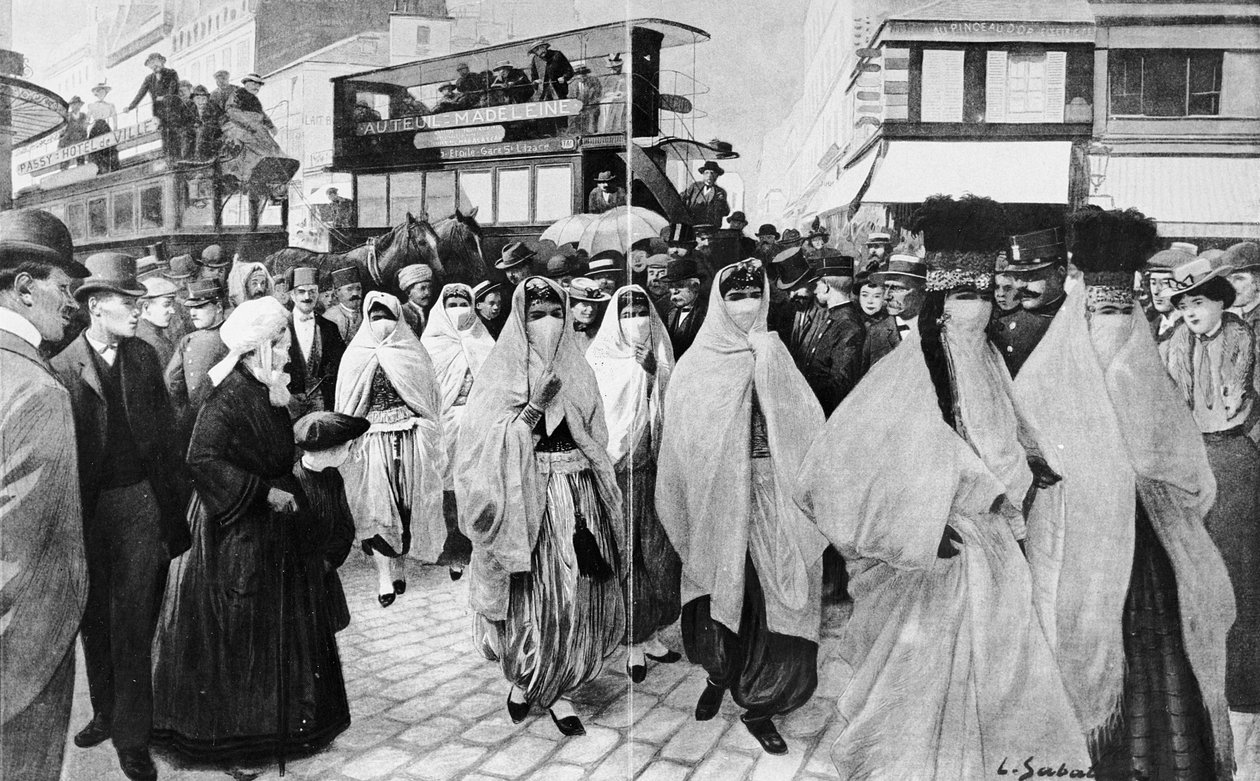 Univerzální expozice: Umělci orientálního divadla se vracejí na Trocadero, 1900 (viz také 184793) od Louis Remy Sabattier