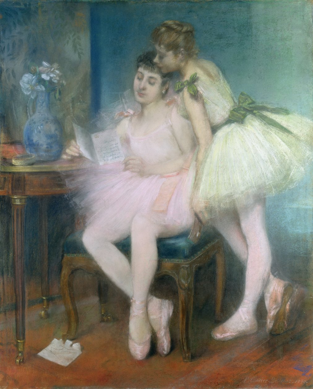 La Lettre (Dopis) 1890 (pastel na papíře položeném na plátně) od Louis Robert Carrier Belleuse