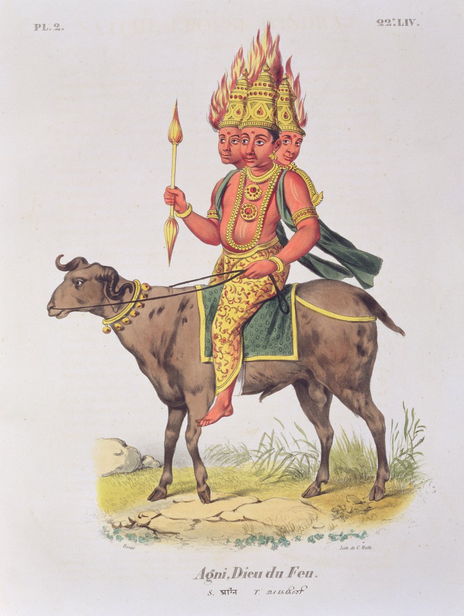 Agni, Bůh ohně, vyrytý Charles Etienne Pierre (1785-1836) od Louis Thomas Bardel